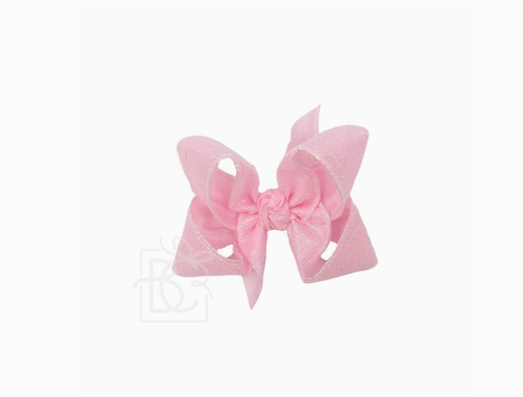Light Pink Glitter Metallic Bow On Clip