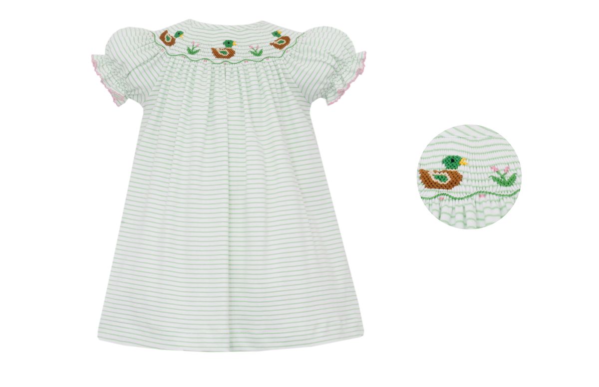 MALLARD DUCK GIRL´S - Green knit stripe bishop