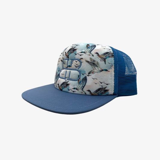 floating flat brim snapback || mallard sky