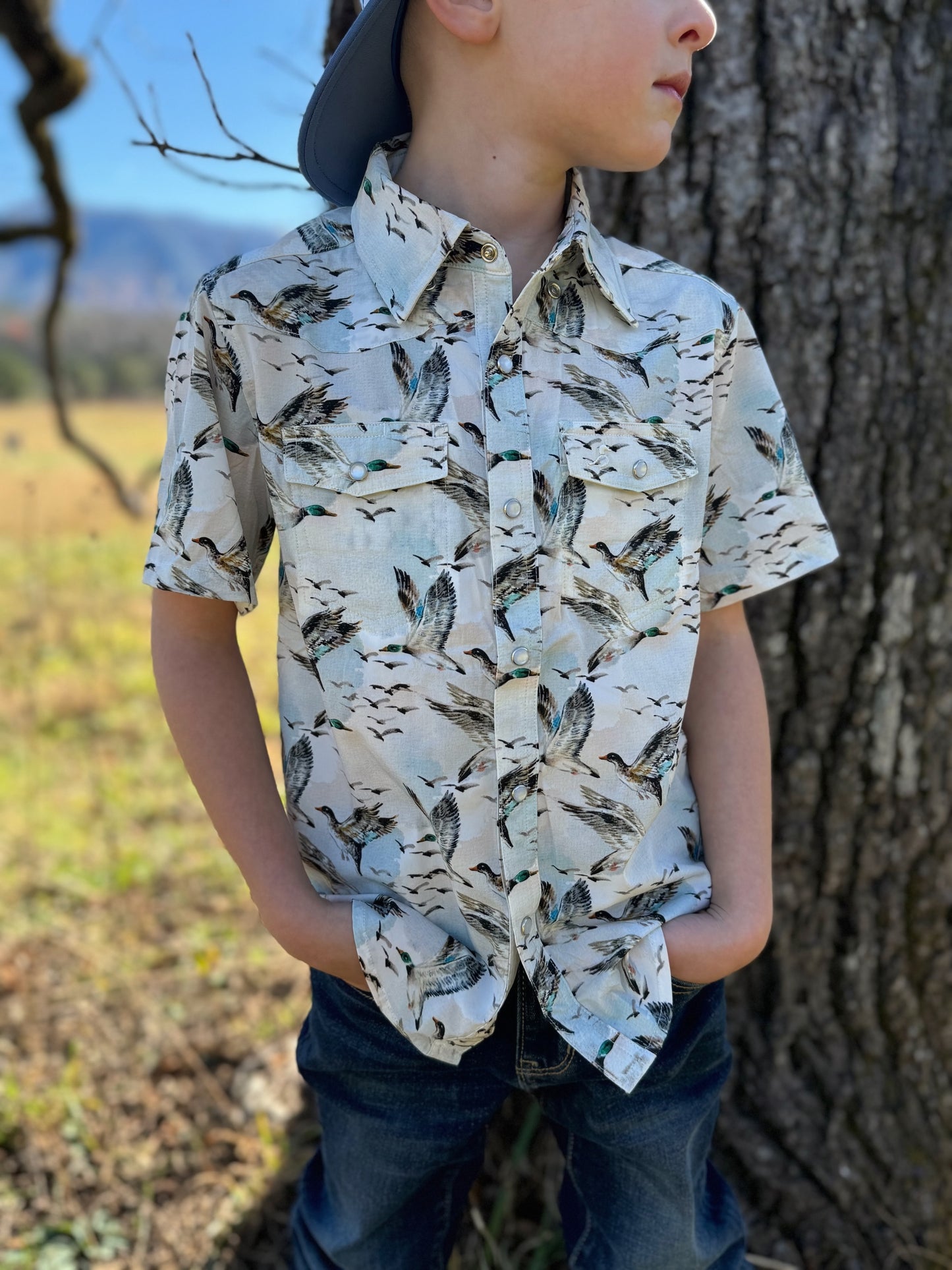 performance pearl snap || mallard sky