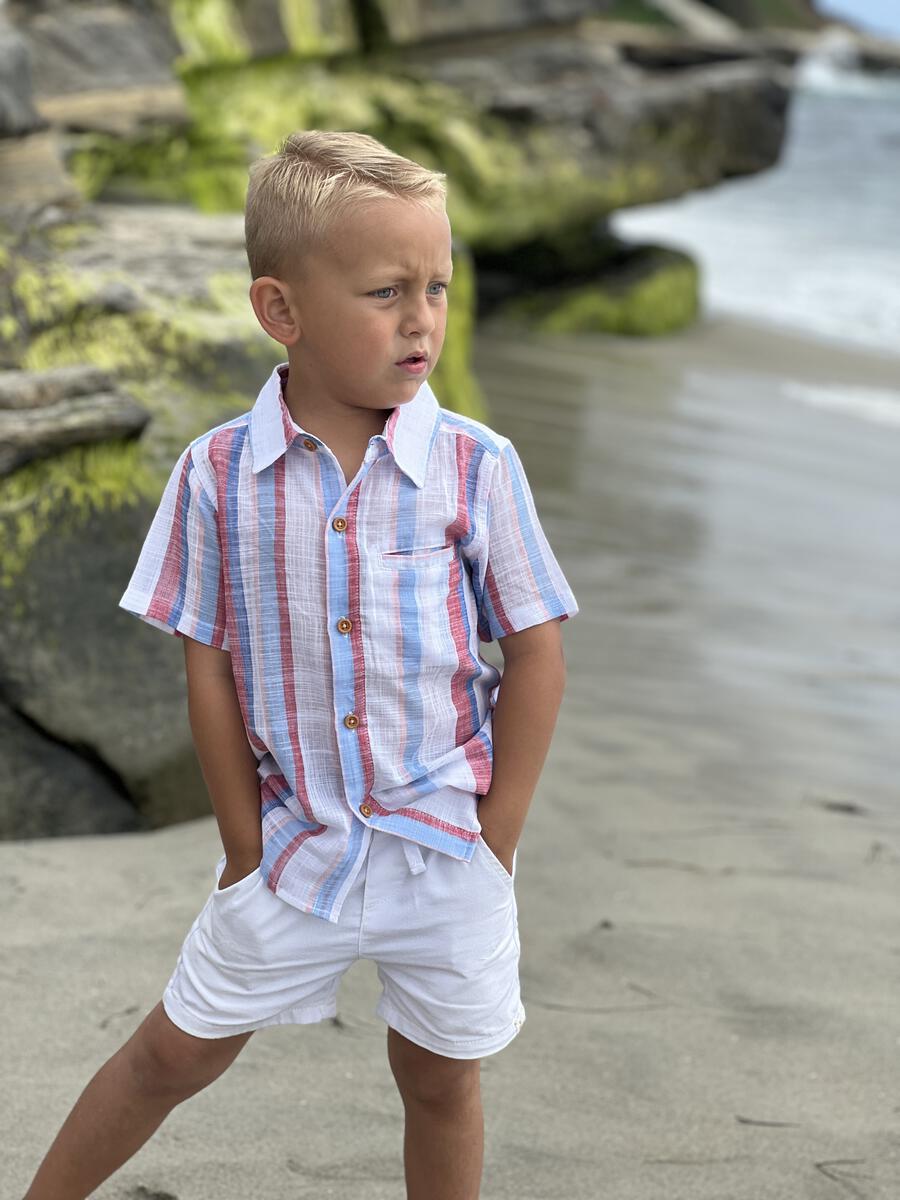 Maui Striped Shirt - Red/White/Blue