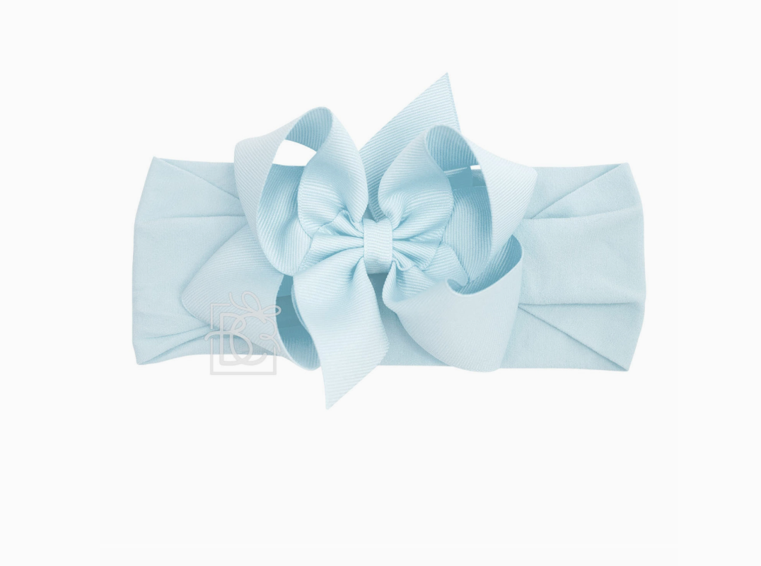 Millennium Blue - Wide Pantyhose Headband W/ Grosgrain Bow