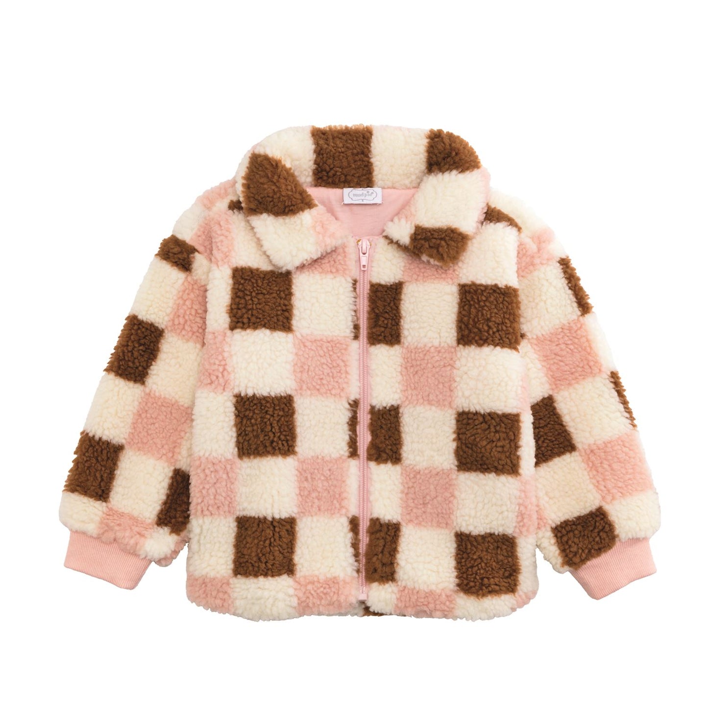 Pink Check Sherpa Jacket