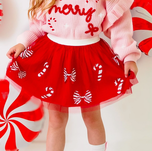Candy Cane Coquette Sequin Christmas Tutu
