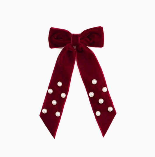 Ruby Red Velvet Coquette Bow Clip