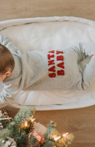 Santa Baby Stretch Organic Cotton Fitted Playsuit