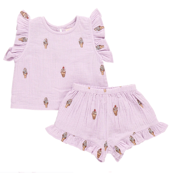 GIRLS ROEY 2-PIECE SET - LAVENDER SOFT SERVE