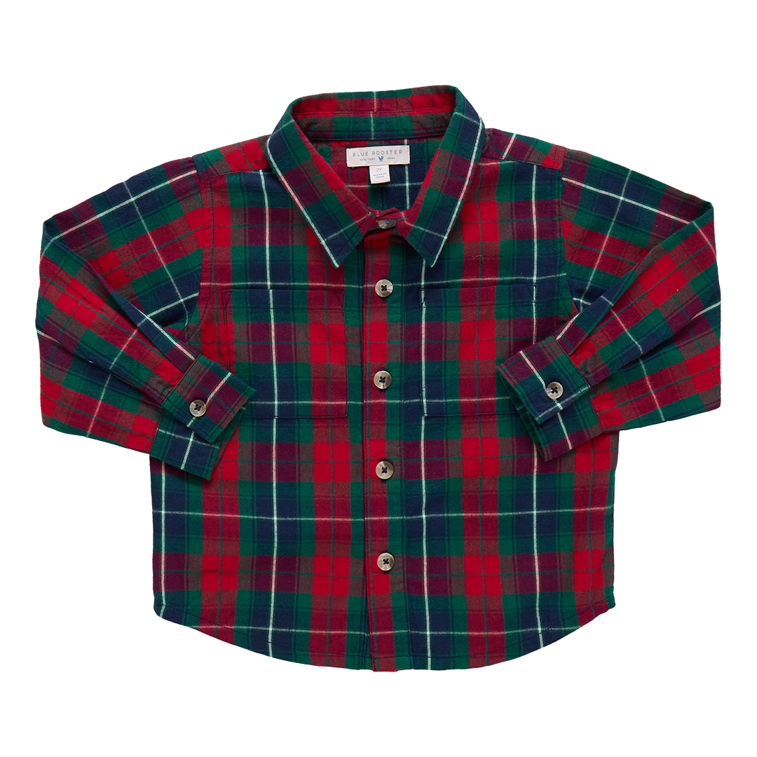 Boys Jack Shirt - Red Tartan