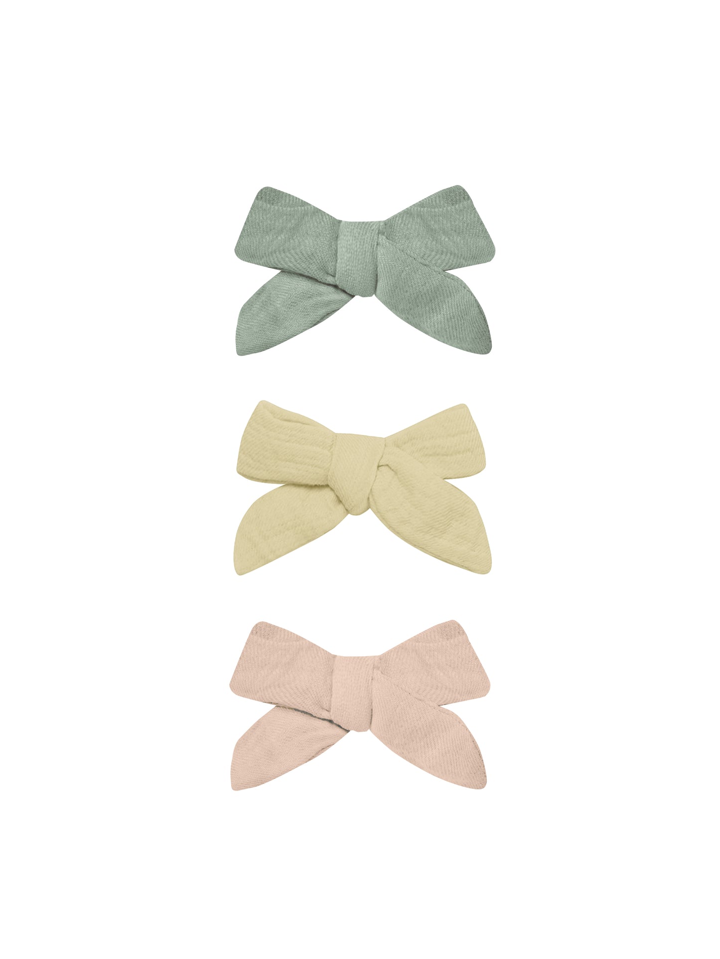 BOW W. CLIP, SET OF 3 || SAGE, YELLOW, MELON