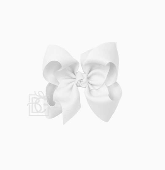 5.5" Signature Grosgrain Bow On Clip - White