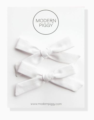True White | Pigtail Set - Hand-Tied Bow