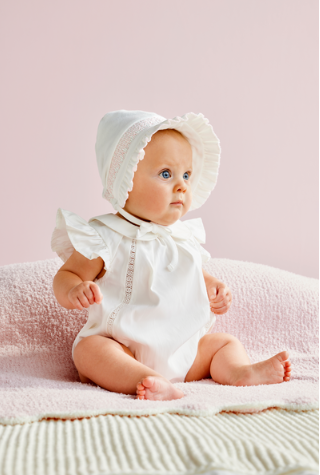 White Collared Poplin Baby Bubble