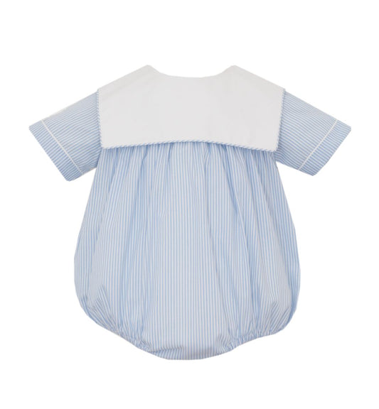Lt.blue stripe boy's bubble w/ white sq. collar