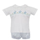 BUNNY BOY´S - Lt.blue knit stripe boy's short set