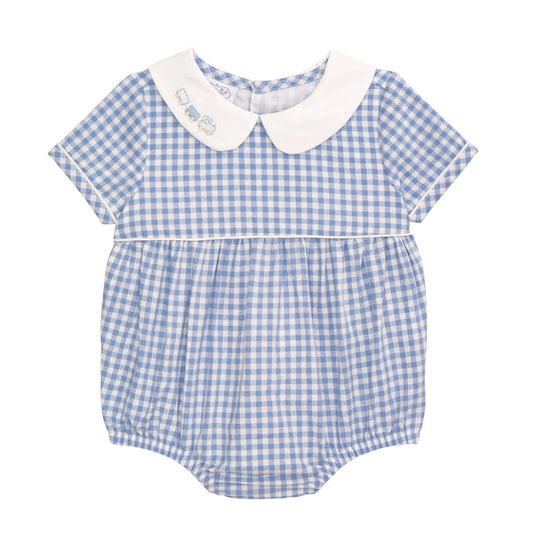Train Layette Gingham Bubbles