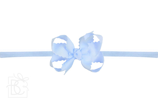 1/4" Nylon Pantyhose Headband w/ Scalloped Edge Bow | Millennium Blue