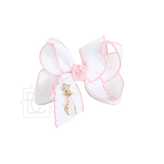 EMBROIDERED PETUNIA RABBIT 4.5" LARGE CROCHET EDGE BOWS