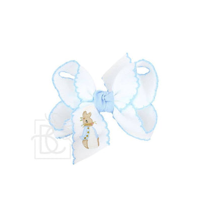EMBROIDERED PETUNIA RABBIT 4.5" LARGE CROCHET EDGE BOWS