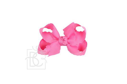1.5" Scalloped Edge Bow on Alligator Clip | Hot Pink