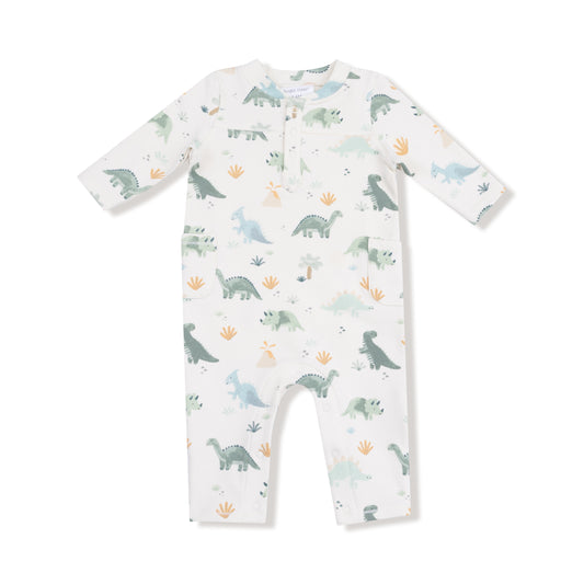 Soft Dinos - French Terry- Green - Uni Romper