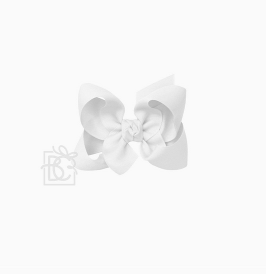4.5" Signature Grosgrain Bow On Clip - White