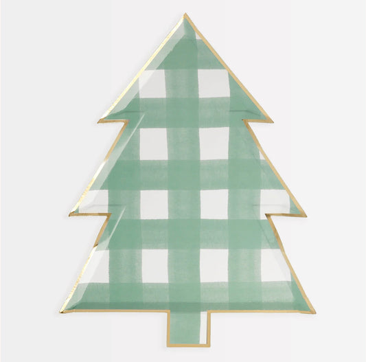 GREEN GINGHAM TREE PLATES