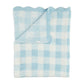 Blue Gingham Scallop Chenille Blanket