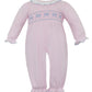 BOWS - Pink knit stripe girl's long romper