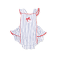 Baseball Stripe - Ric Rac Ruffle Sunsuit