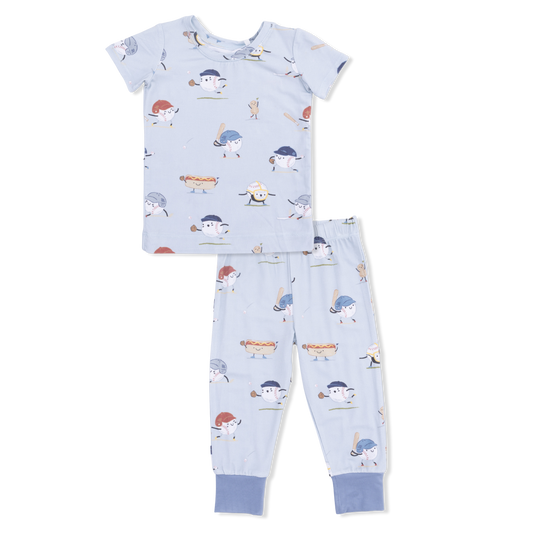 Baseballs Playing Baseball - Short Sleeve Loungewear Set