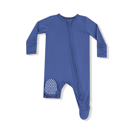 Basics - Gray Blue - 2 Way Zipper Footie