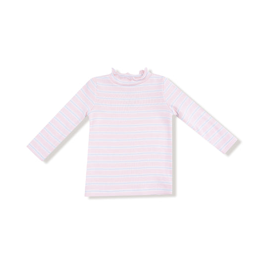 Basics - Multi Stripe - Pink - L/S Mock  Turtle Neck