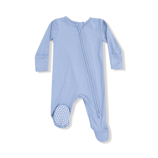 Basics - Soft Chambray - 2 Way Zipper Footie