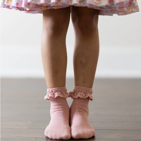 Blush Pink Lace Midi Sock