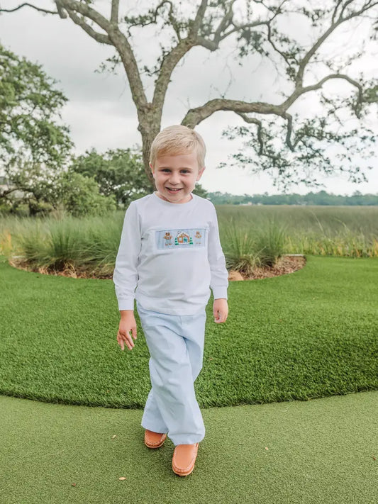 BOYS GINGERBREAD SMOCKED PANT SET