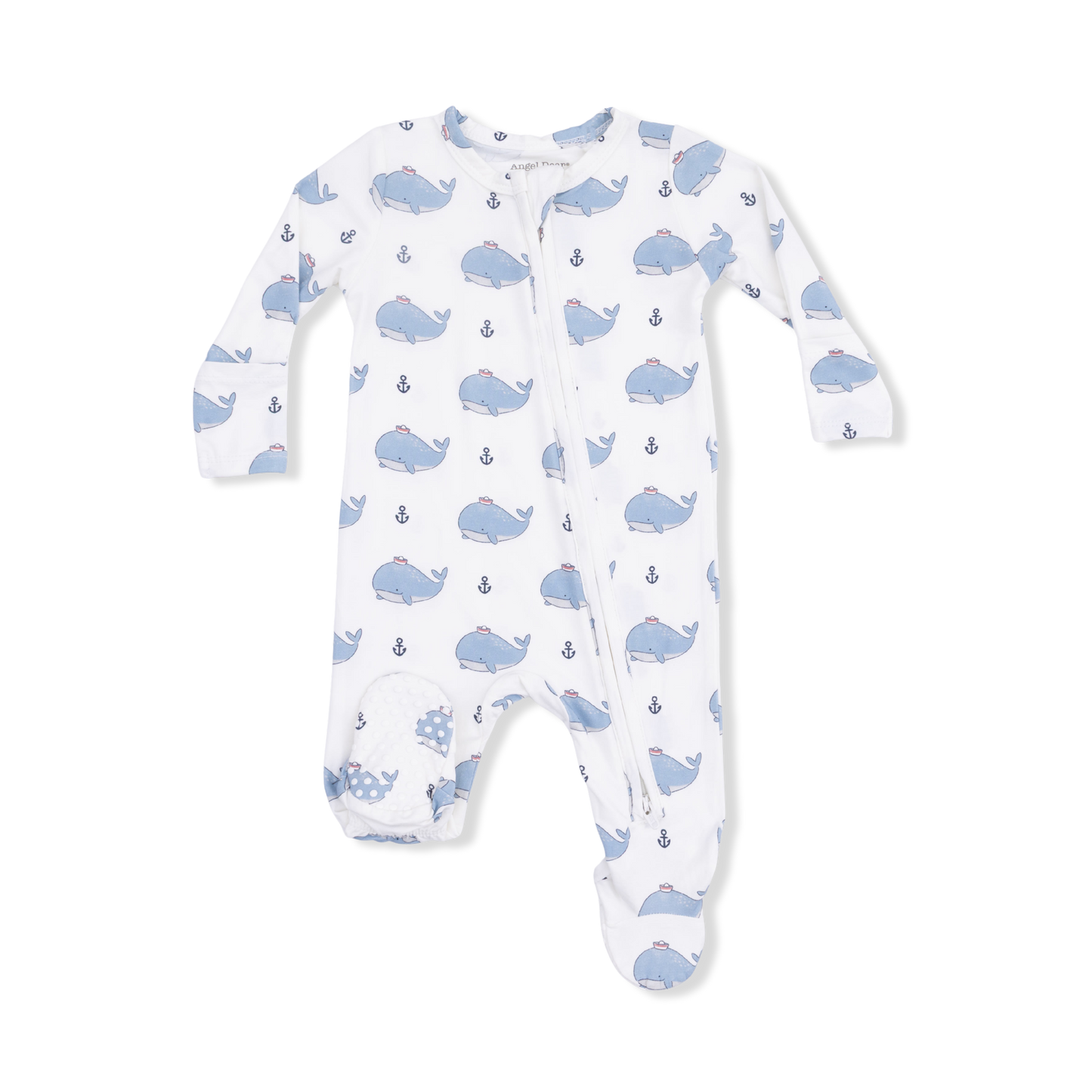 Bubbly Sailor Whales Blue - 2 Way Zipper Footie