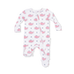 Bubbly Whale With Bow Pink - 2 Way Ruffle Back Zipper Footie