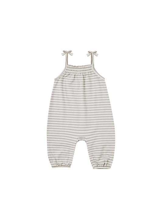 Smocked Jumpsuit || Periwinkle Stripe