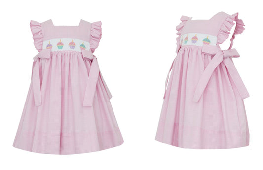 Cupcakes | Pink Gingham Dress with side Bows