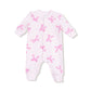 French Terry - Pretty Bows - Baseball  Collar Romper With Front Placket