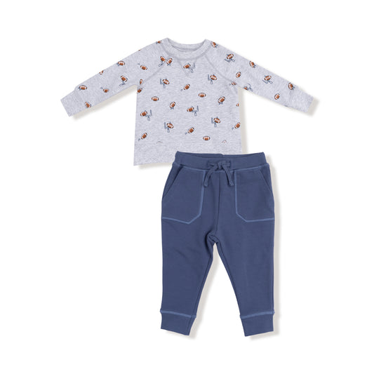 French Terry Sport - Football Field Goal -  Raglan Sweatshirt And Jogger Set