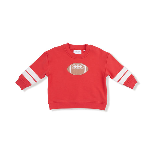French Terry Sport - Varsity - Red - Cozy Drop Sleeve Sweatshirt W/ Varsity Stripes