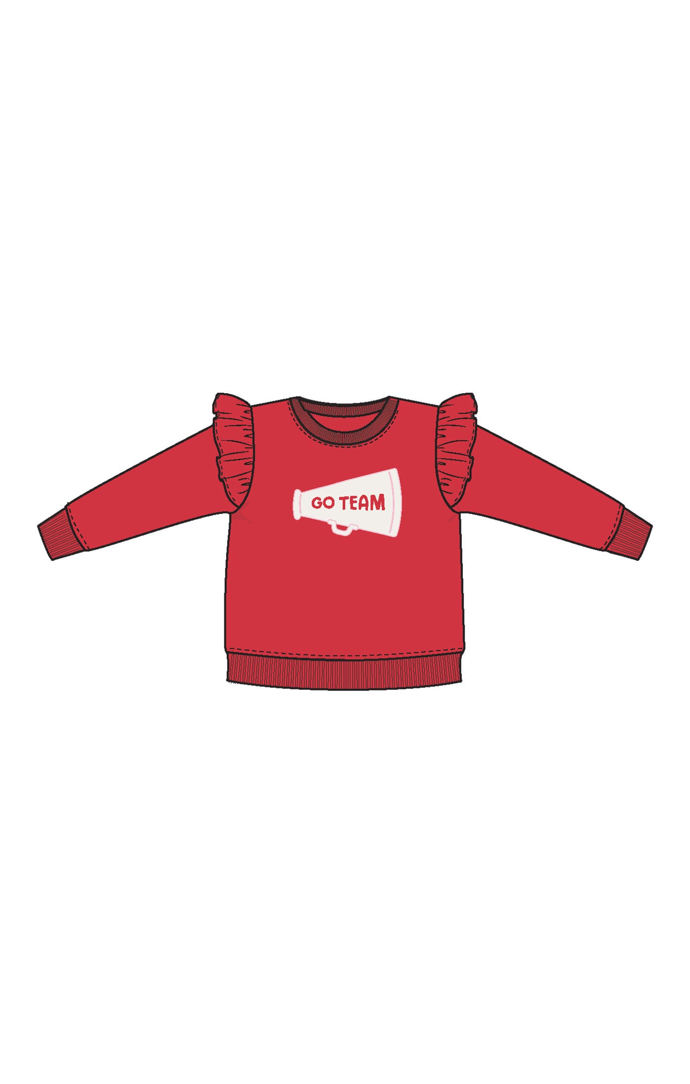 French Terry Sport - Varsity - Red - Ruffle Sweatshirt