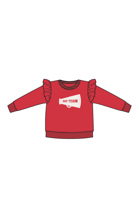 French Terry Sport - Varsity - Red - Ruffle Sweatshirt
