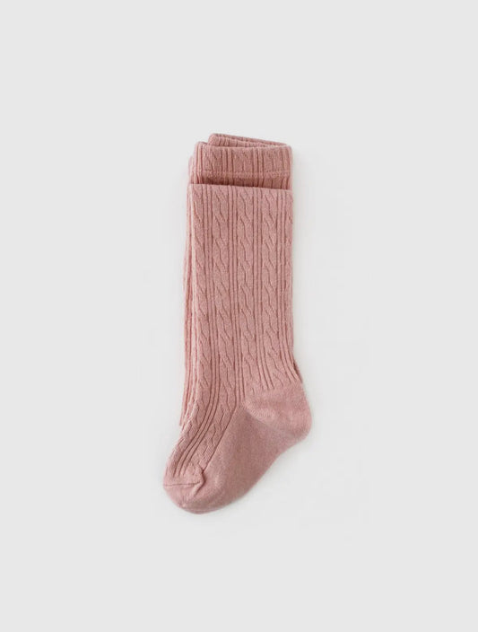 BLUSH CABLE KNIT TIGHTS