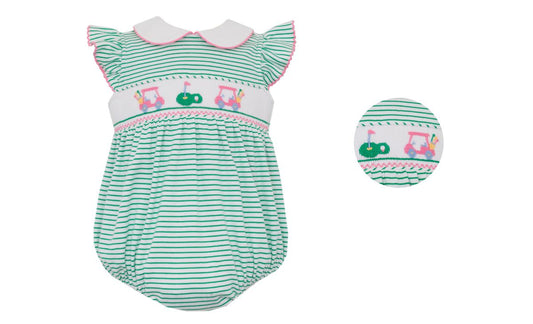 Girl's Golf - Green knit stripe sleeveless girl's bubble