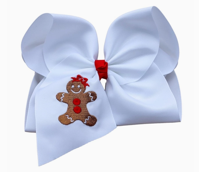 Gingerbread Embroidered Bow