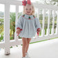 GIRLS GREEN BITTY DOT SMOCKED CHRISTMAS TREES BUBBLE