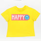 Glitter Happy on Yellow Boxy T