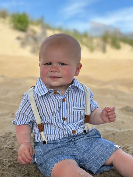 HELFORD Woven Onesie Blue/Navy Seersucker